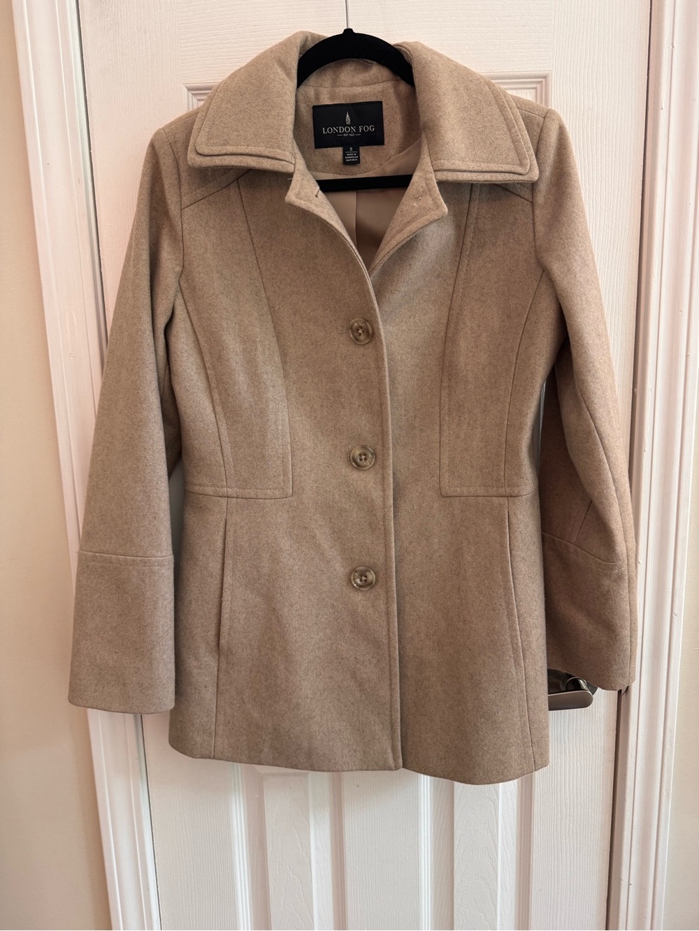 LONDON FOG Wool Blend Pea Coat Women’s Tan Size Small Like New